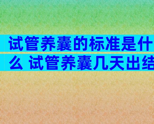 试管养囊的标准是什么 试管养囊几天出结果